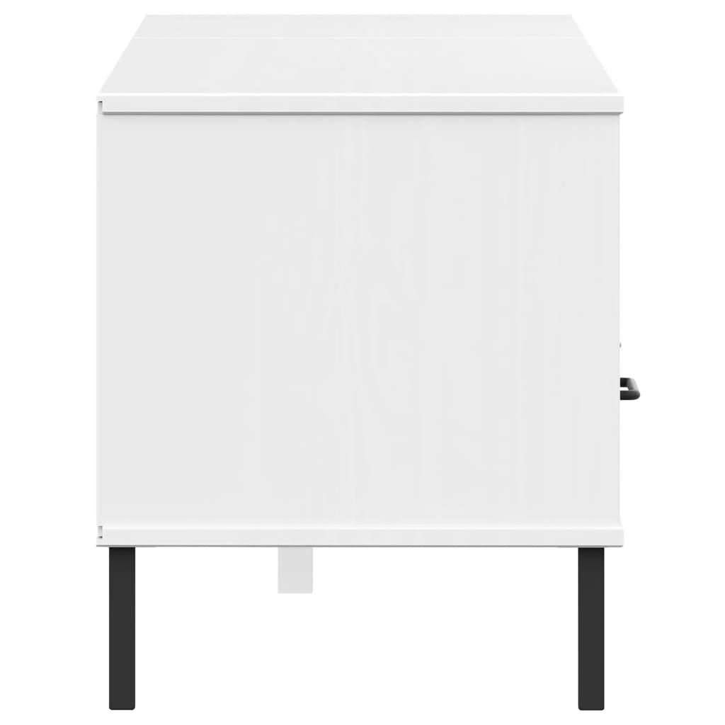Meuble TV avec pieds en métal Blanc Bois de pin massif OSLO - XIOS