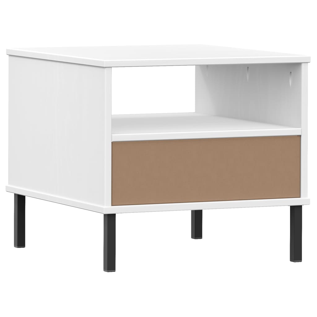 Table de chevet avec pieds en métal Blanc Bois pin massif OSLO - XIOS