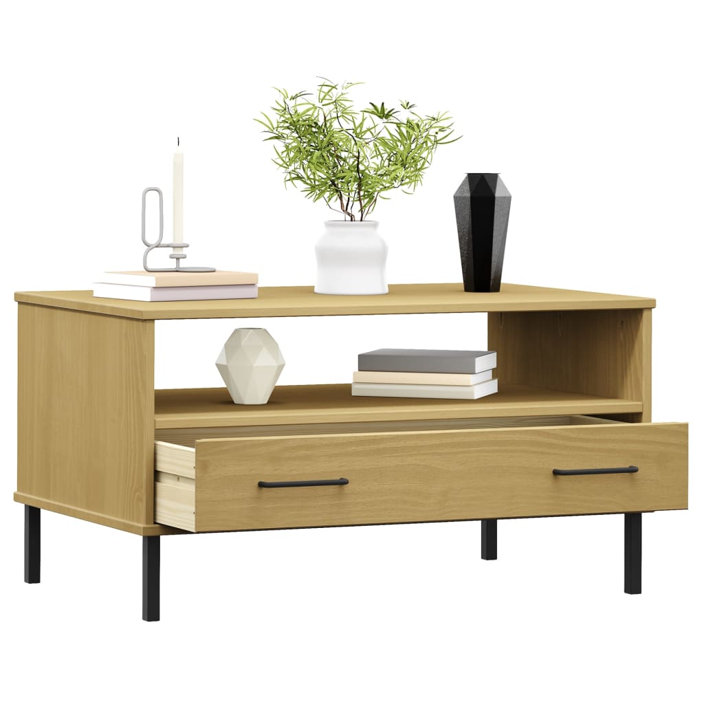 Table basse avec pieds en métal Marron 85x50x45 cm Bois OSLO - XIOS