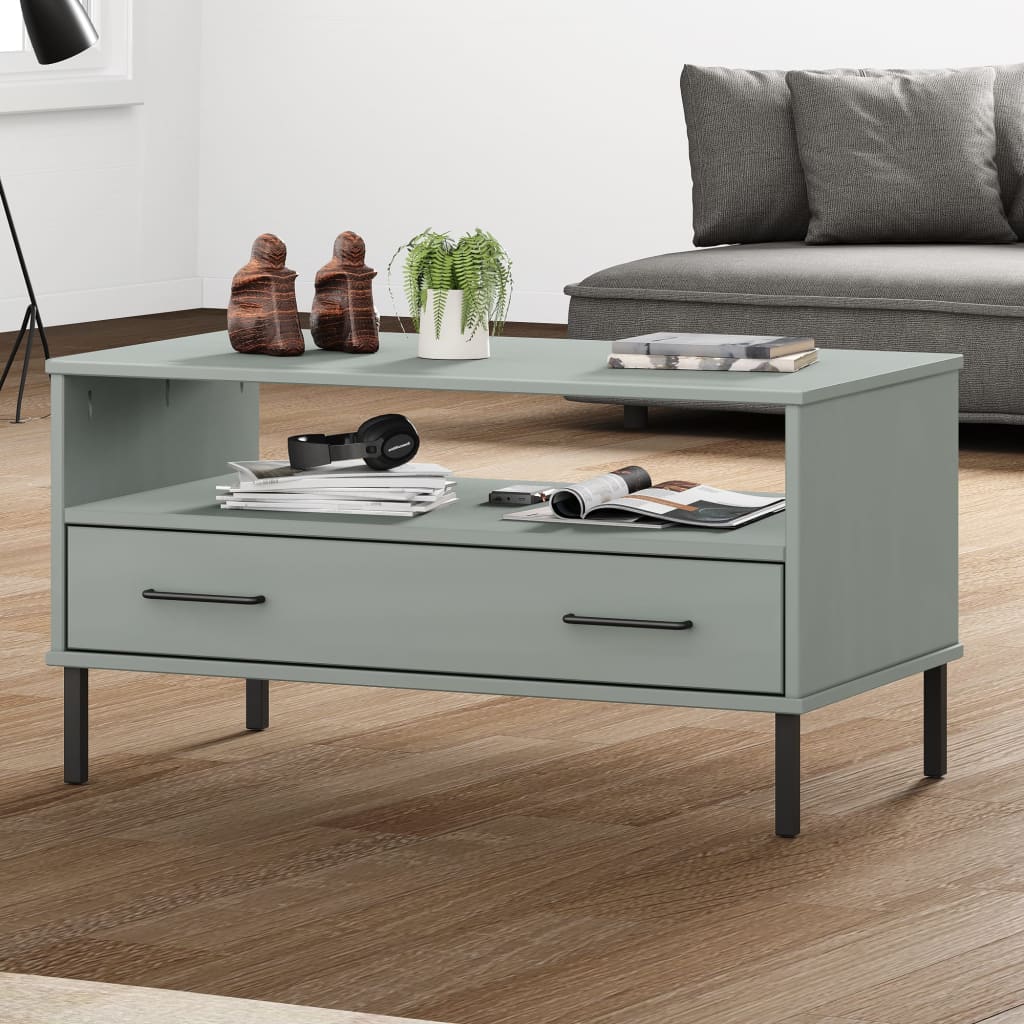 Table basse avec pieds en métal Gris 85x50x45 cm Bois OSLO - XIOS