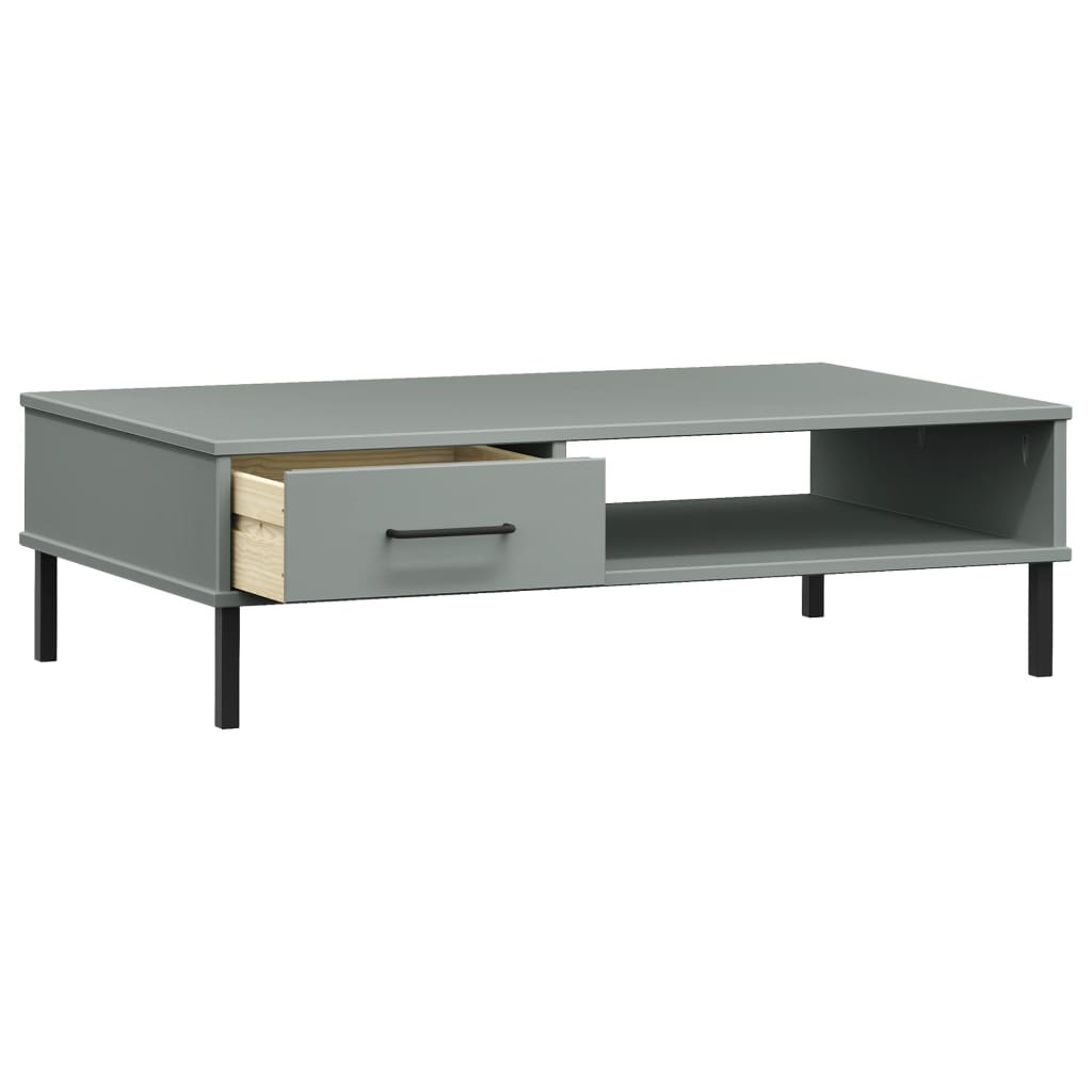 Table basse avec pieds en métal Gris Bois pin massif OSLO - XIOS