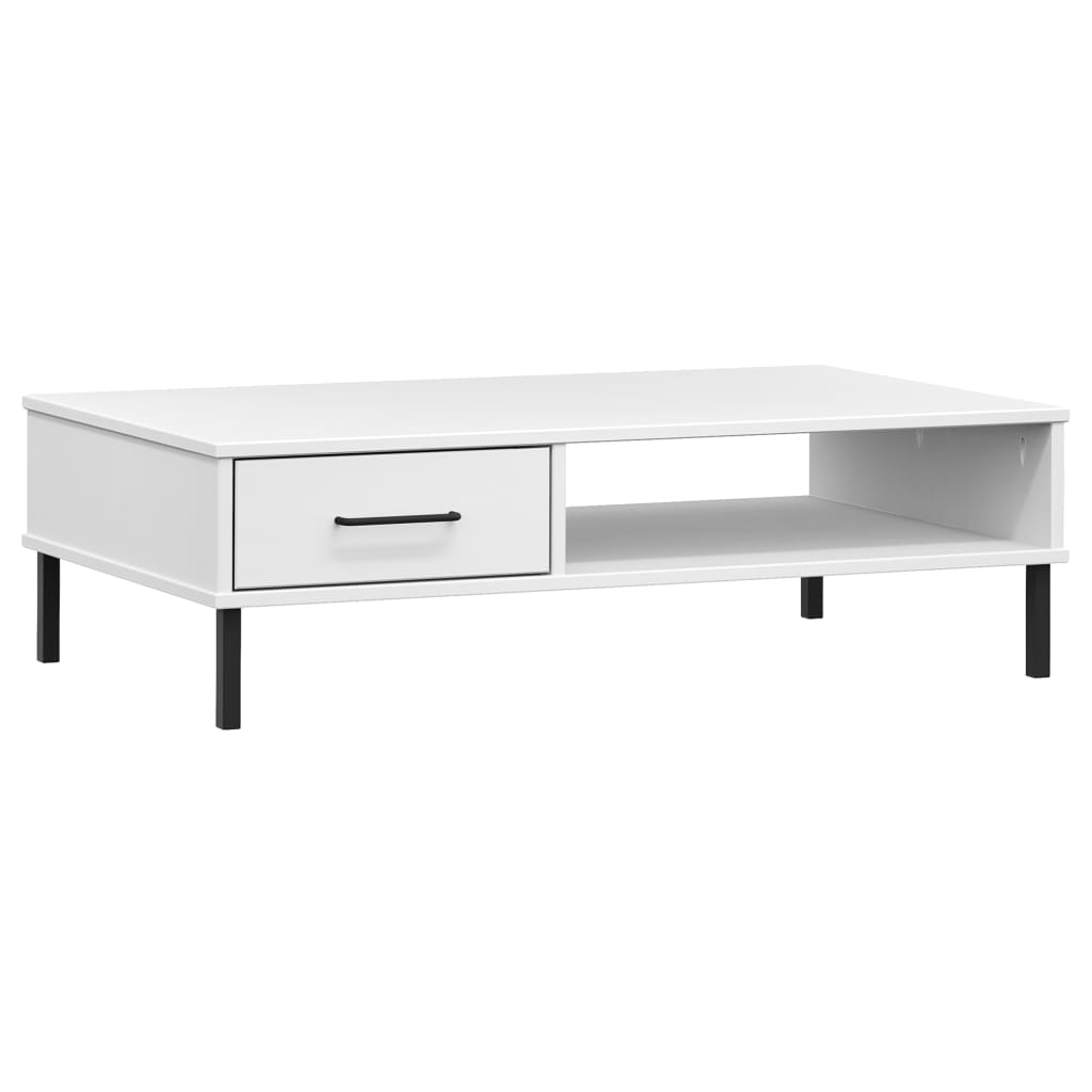 Table basse avec pieds en métal Blanc Bois pin massif OSLO - XIOS