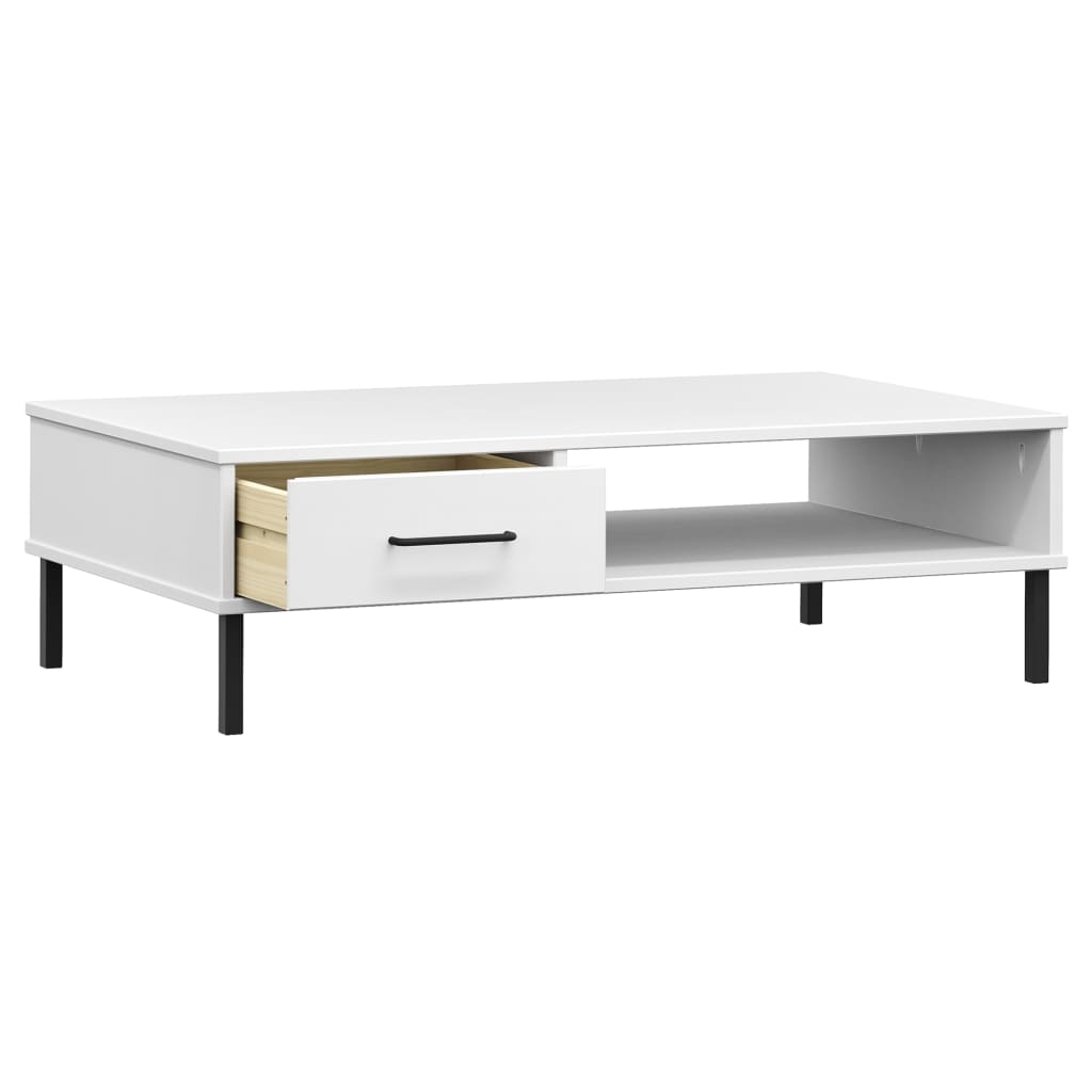 Table basse avec pieds en métal Blanc Bois pin massif OSLO - XIOS