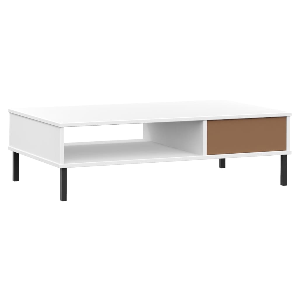 Table basse avec pieds en métal Blanc Bois pin massif OSLO - XIOS