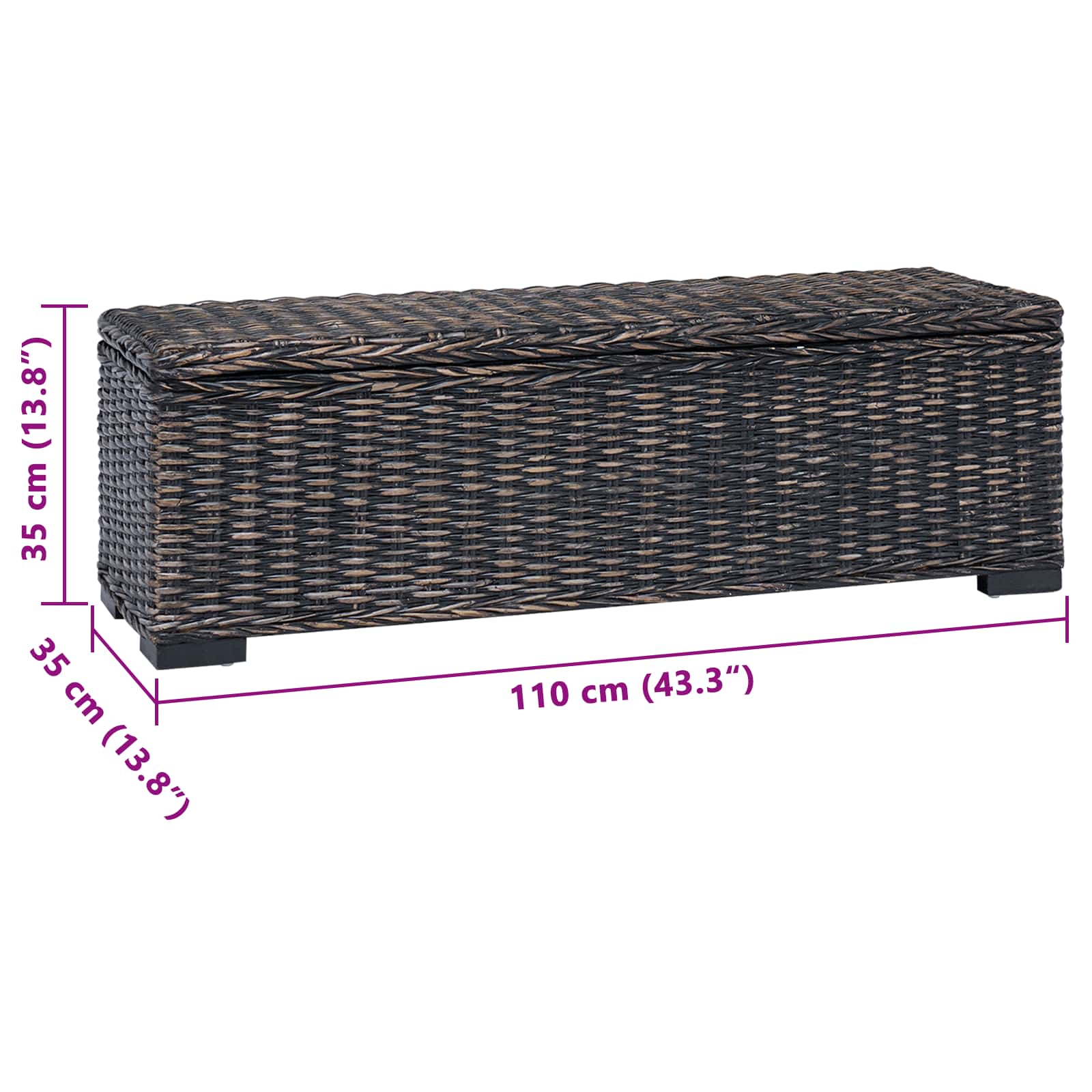 Boîte de rangement avec stockage Noir 110 x 35 x 45 cm - XIOS