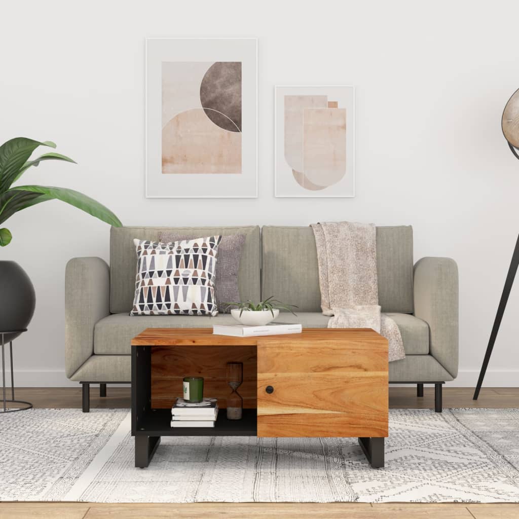 Table basse 80x50x40 cm Bois d'acacia solide et d'ingénierie - XIOS