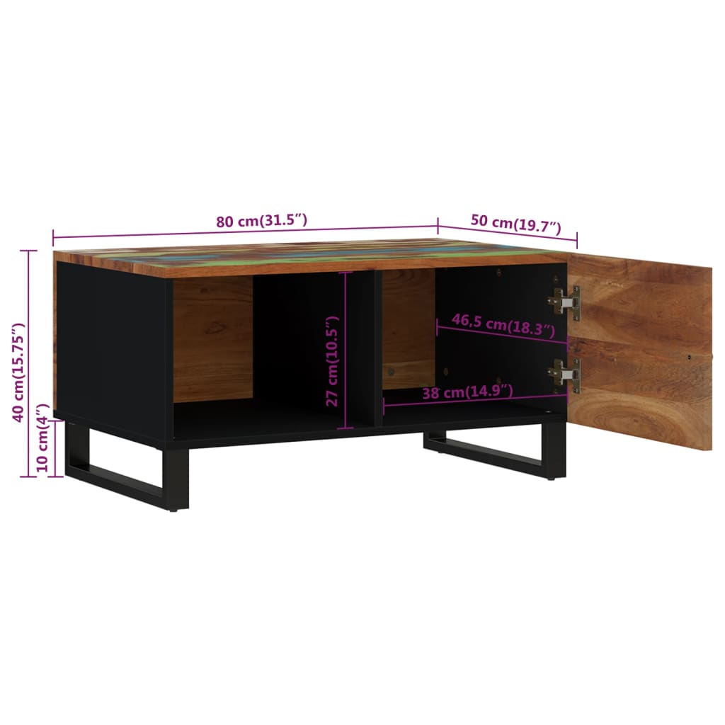 Table basse 80x50x40 cm Bois de récupération et d'ingénierie - XIOS