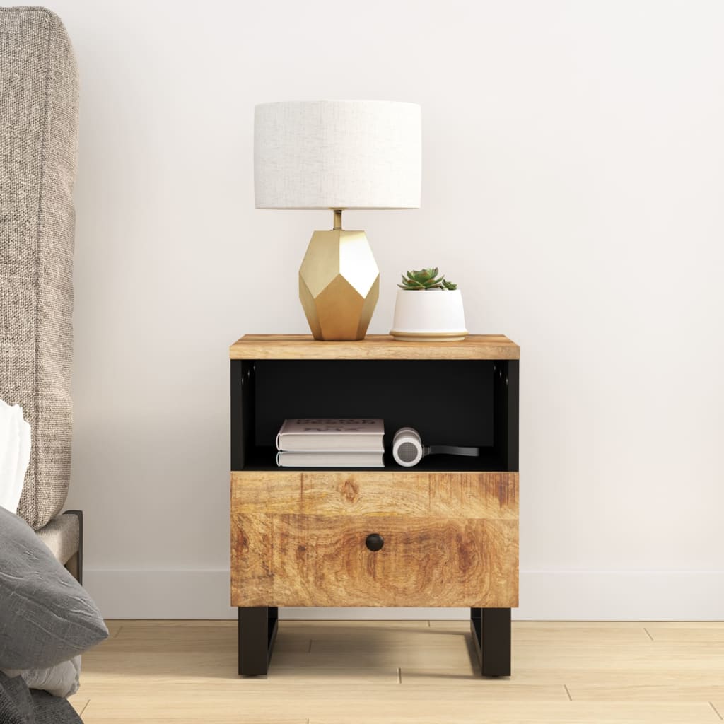 Tables de chevet 2 pcs Bois de manguier solide et d'ingénierie