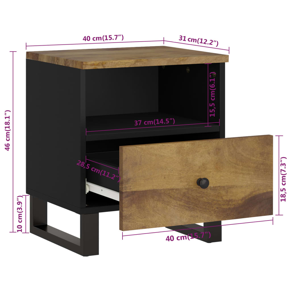 Table de chevet Bois de manguier solide et bois d'ingénierie - XIOS
