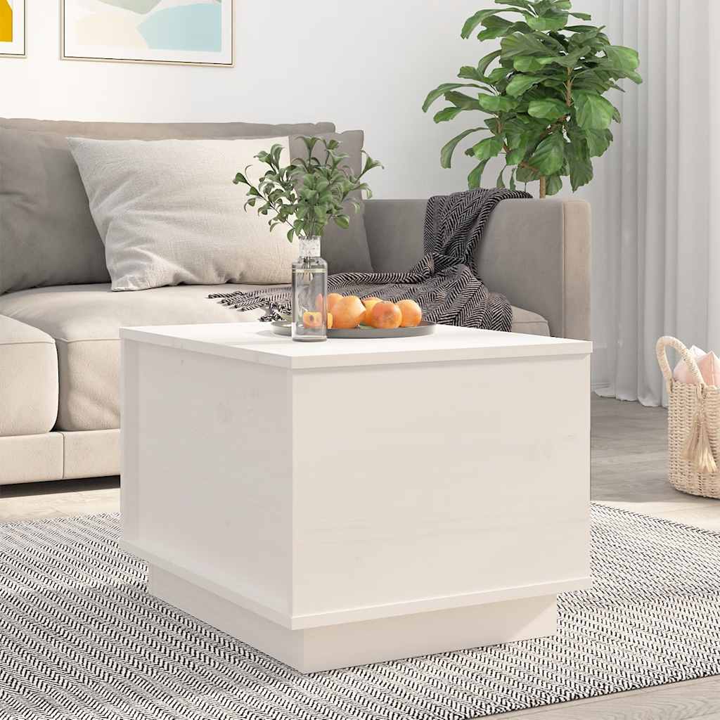 Table basse Blanc 40x50x35 cm Bois massif de pin - XIOS