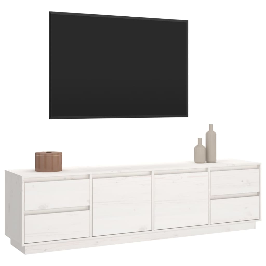 Meuble TV Blanc 176x37x47,5 cm Bois de pin massif - XIOS