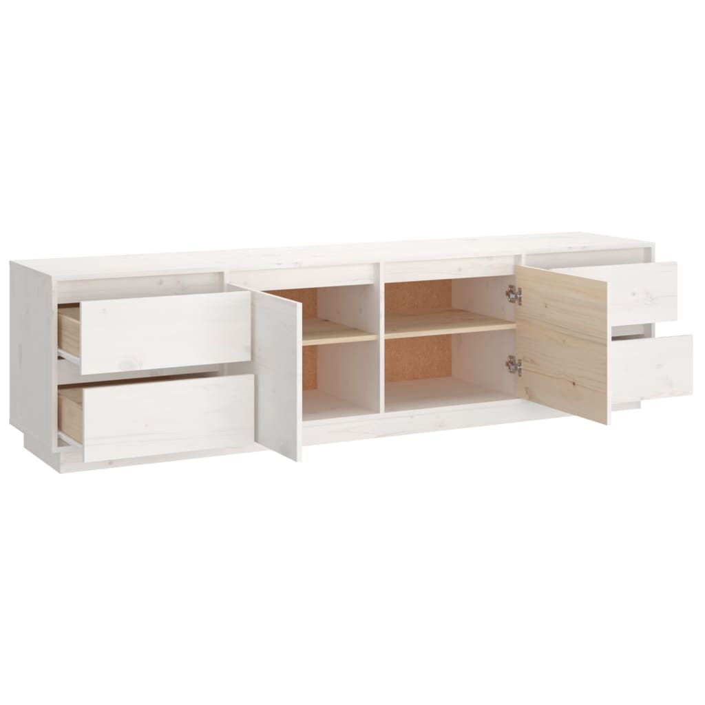 Meuble TV Blanc 176x37x47,5 cm Bois de pin massif - XIOS