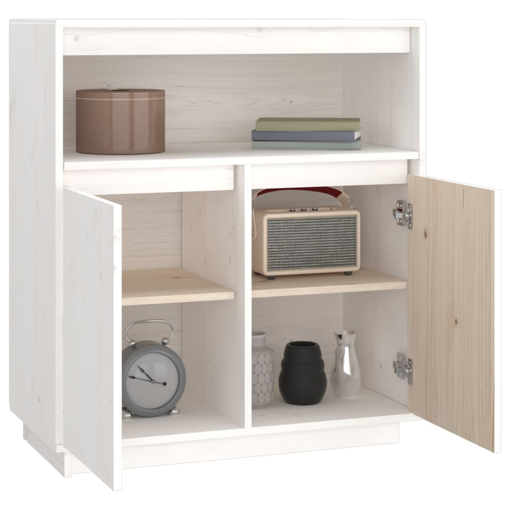 Buffet Blanc 70x34x80 cm Bois massif de pin - XIOS