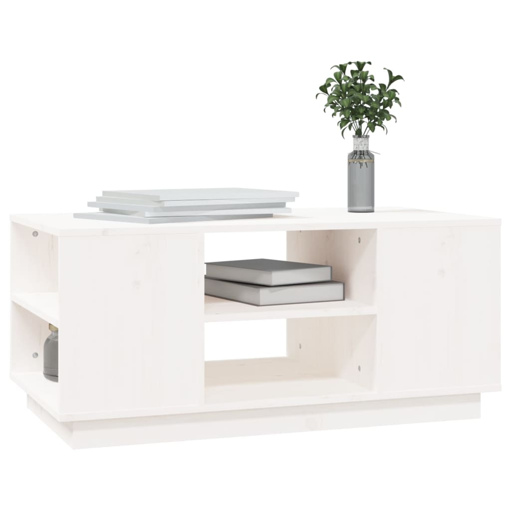 Table basse Blanc 90x49x40,5 cm Bois massif de pin - XIOS