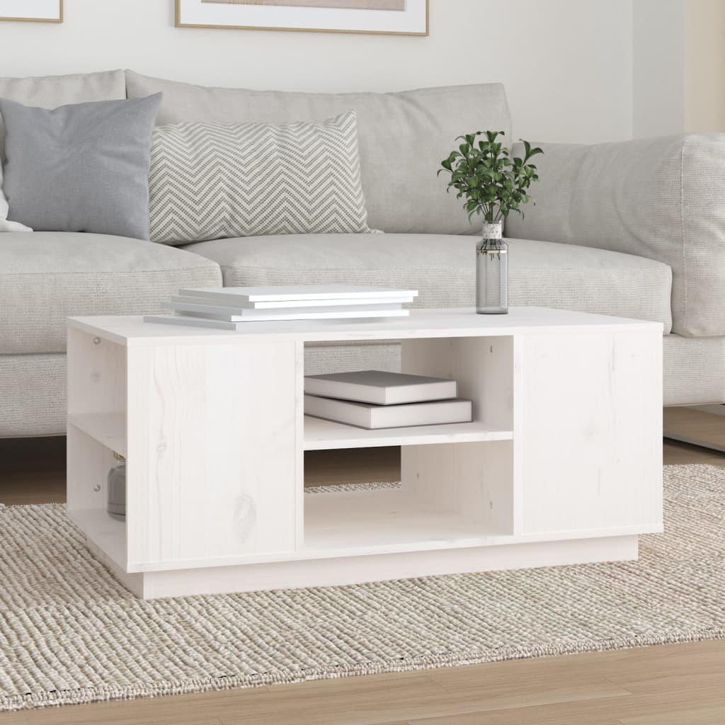 Table basse Blanc 90x49x40,5 cm Bois massif de pin - XIOS