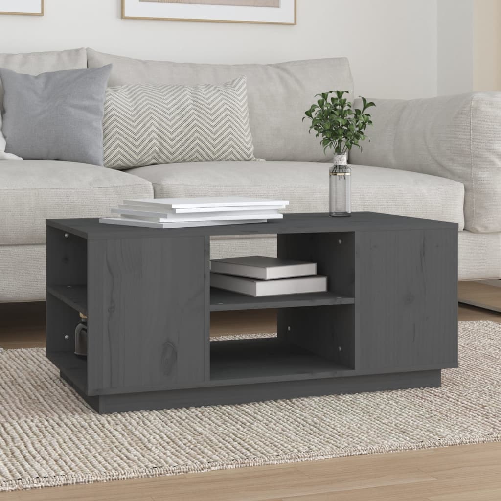 Table basse Gris 90x49x40,5 cm Bois massif de pin - XIOS