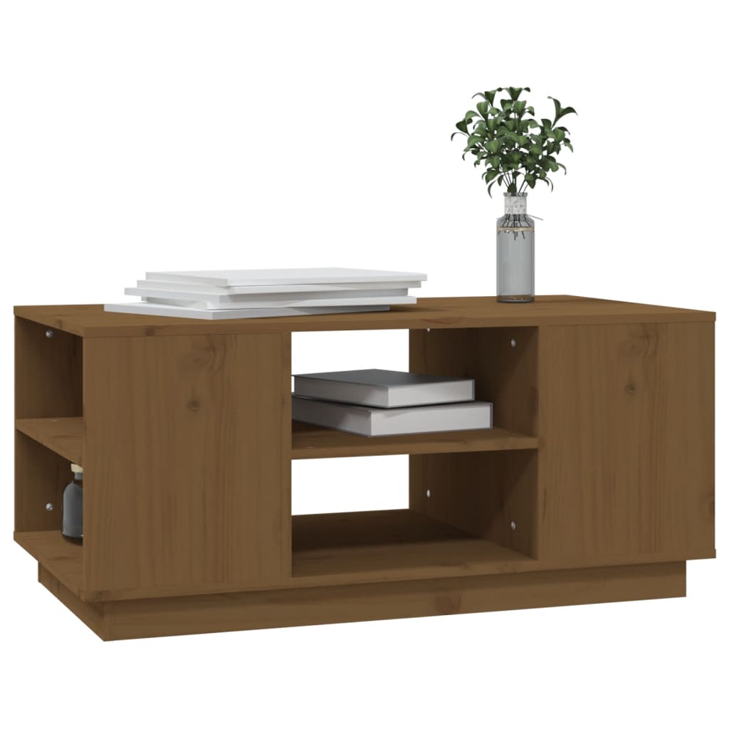 Table basse Marron miel 90x49x40,5 cm Bois massif de pin - XIOS