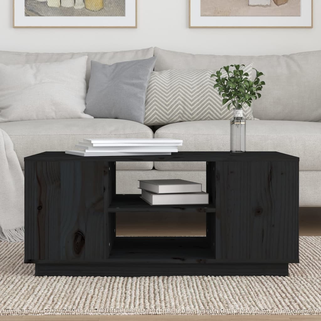 Table basse Noir 90x49x40,5 cm Bois massif de pin - XIOS