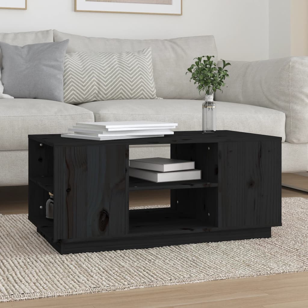 Table basse Noir 90x49x40,5 cm Bois massif de pin - XIOS