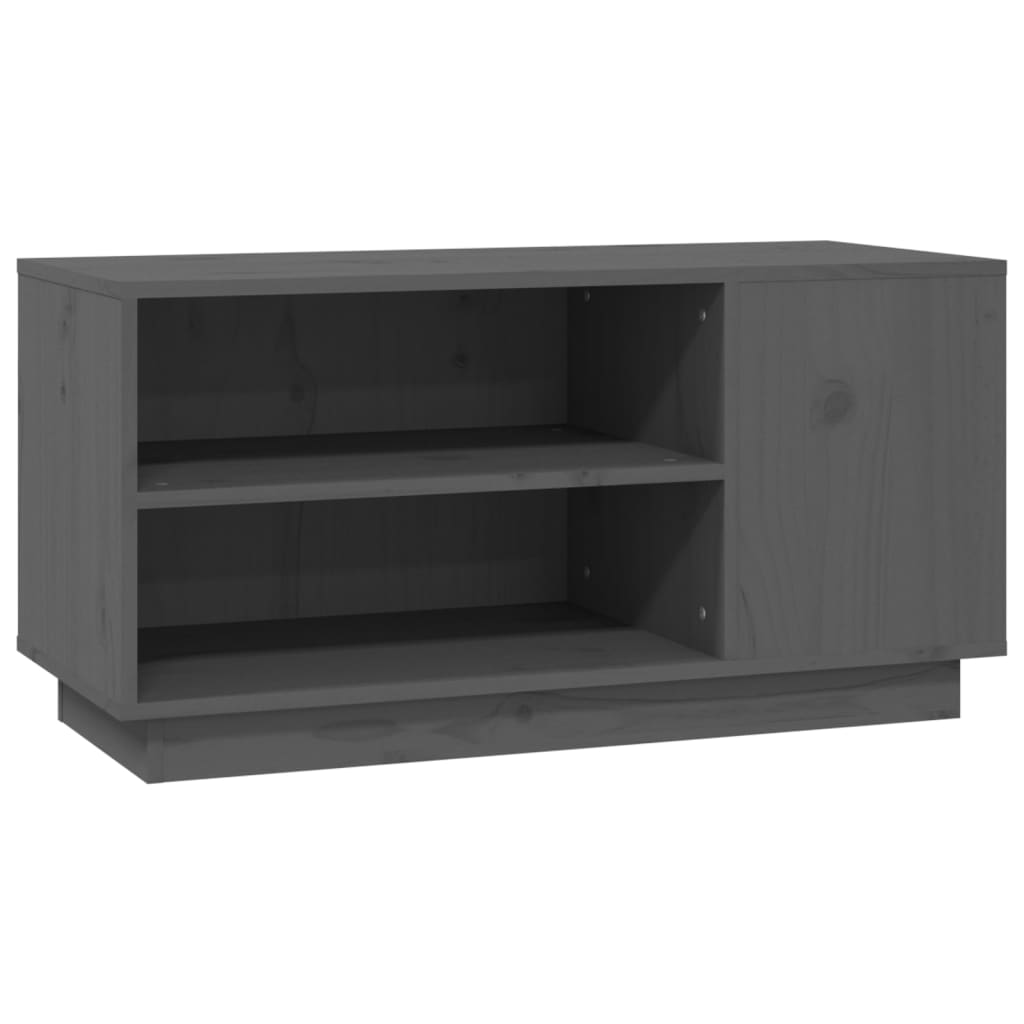 Meuble TV Gris 80x35x40,5 cm Bois de pin massif - XIOS