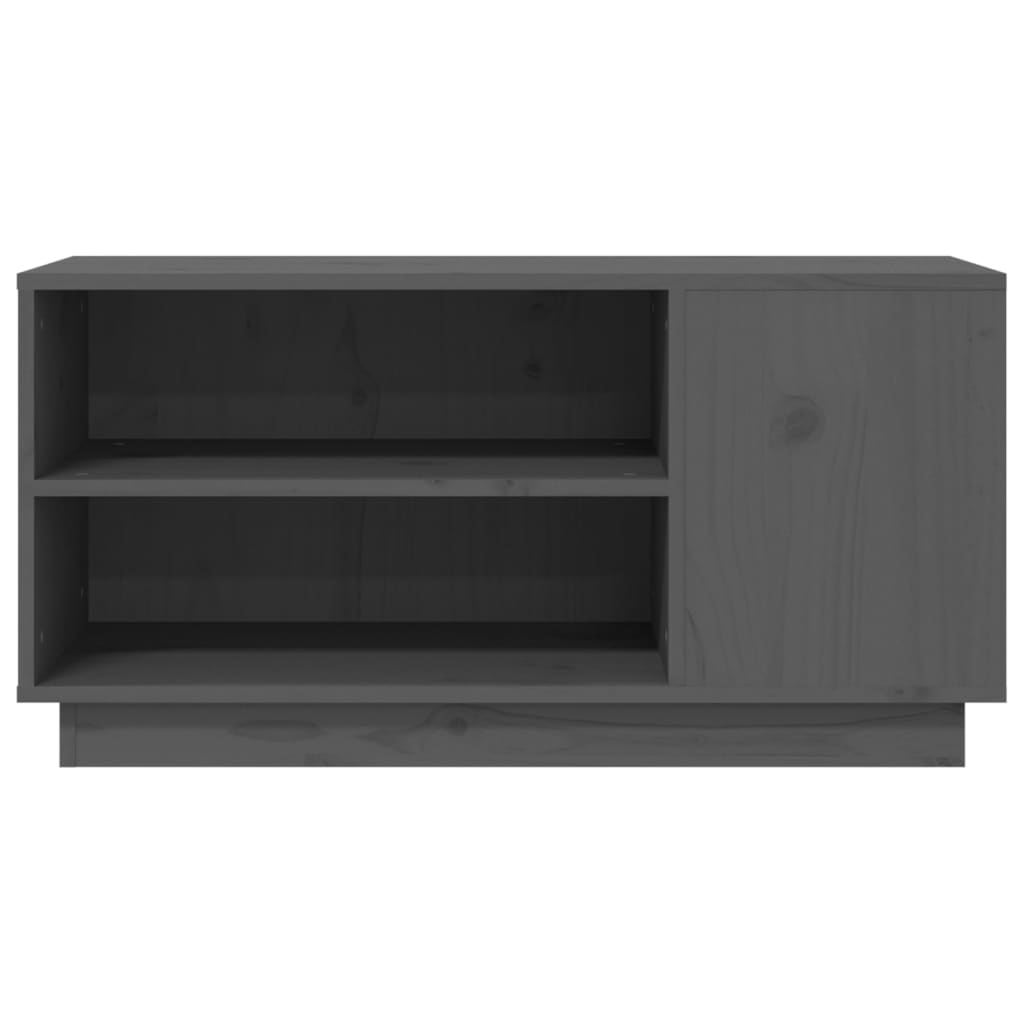 Meuble TV Gris 80x35x40,5 cm Bois de pin massif - XIOS