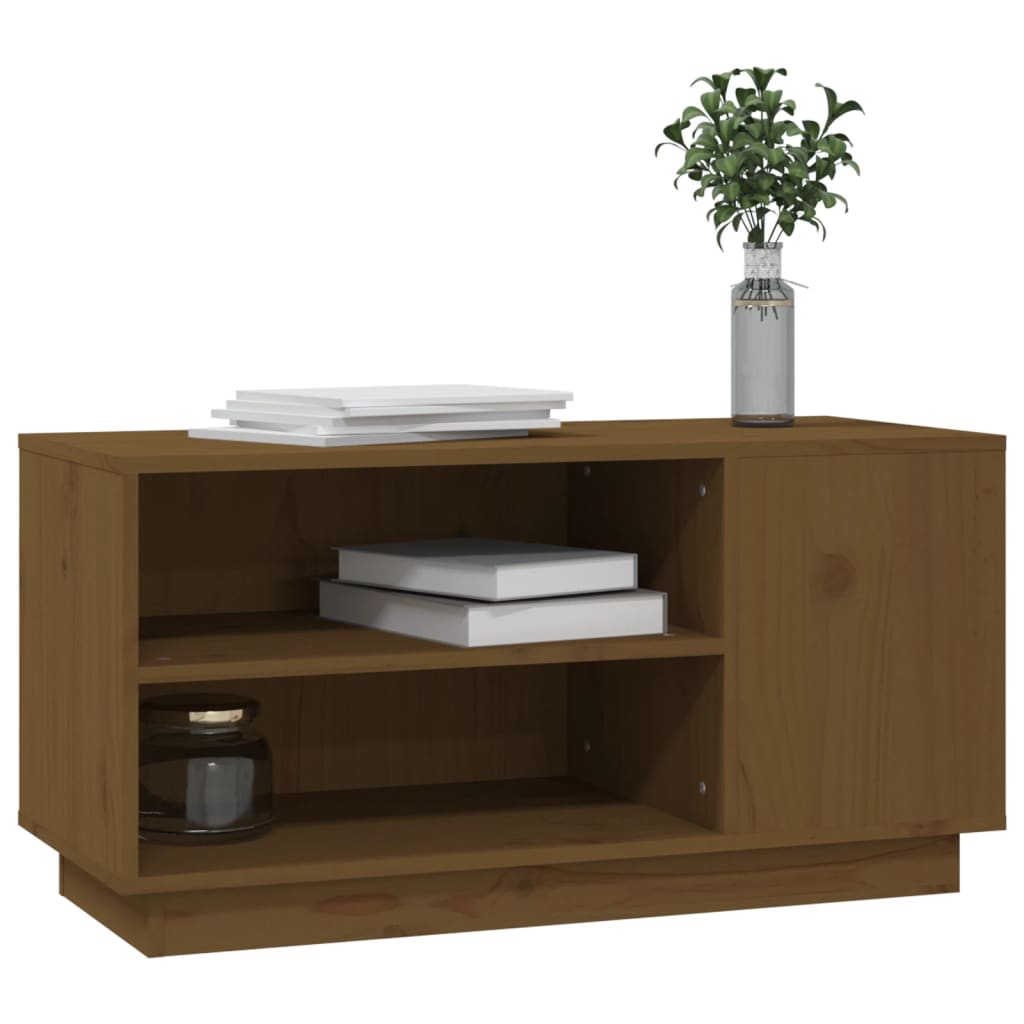 Meuble TV Marron miel 80x35x40,5 cm Bois de pin massif - XIOS