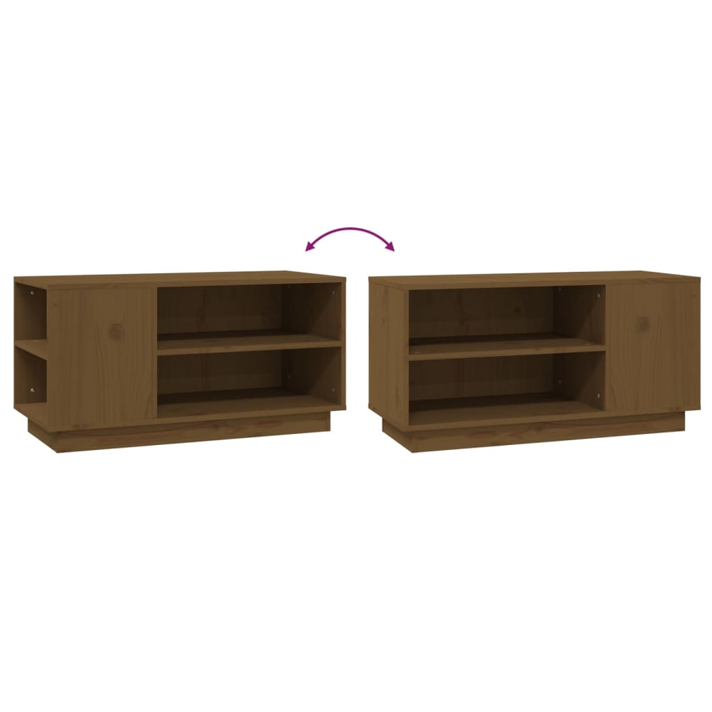 Meuble TV Marron miel 80x35x40,5 cm Bois de pin massif - XIOS