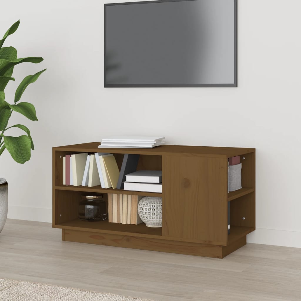 Meuble TV Marron miel 80x35x40,5 cm Bois de pin massif - XIOS