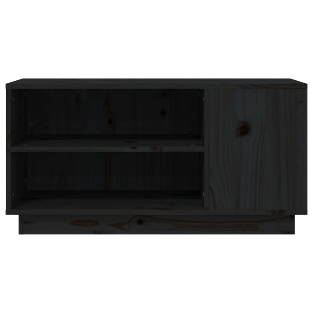 Meuble TV Noir 80x35x40,5 cm Bois de pin massif - XIOS