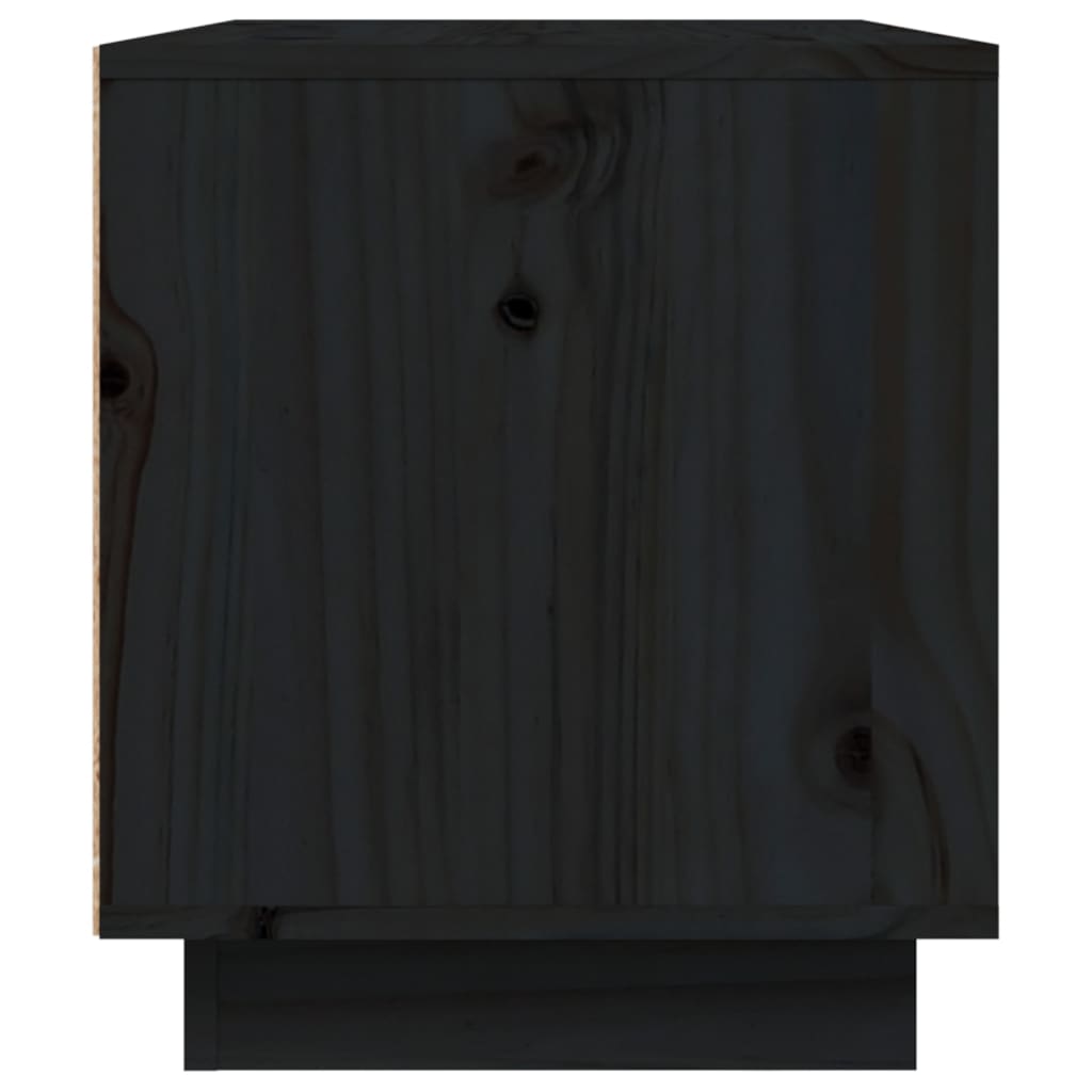 Meuble TV Noir 80x35x40,5 cm Bois de pin massif - XIOS
