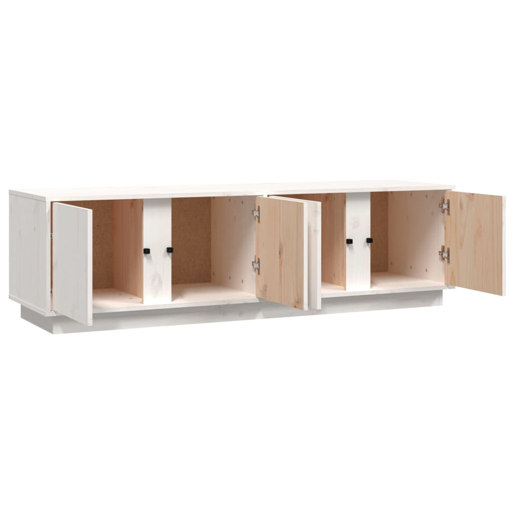 Meuble TV Blanc 140x40x40 cm Bois de pin massif - XIOS
