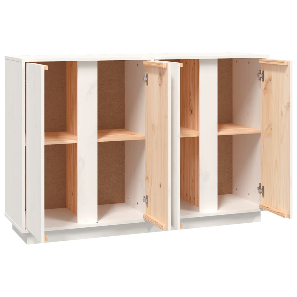 Buffet Blanc 120x35x80 cm Bois massif de pin - XIOS