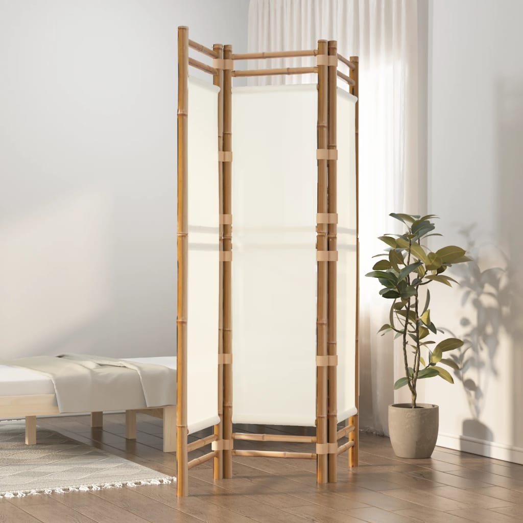 Cloison de séparation pliante 3 panneaux 120 cm Bambou et toile - XIOS