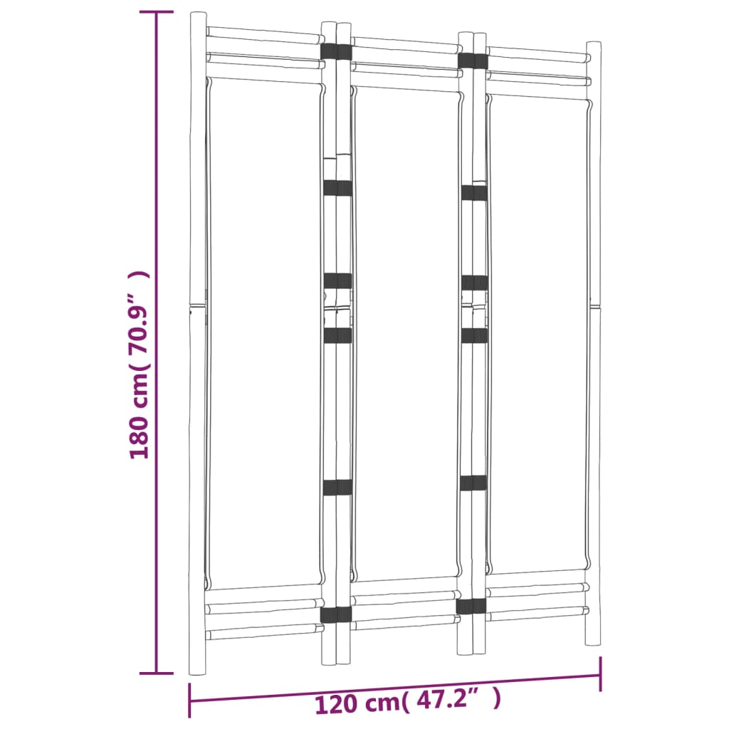 Cloison de séparation pliante 3 panneaux 120 cm Bambou et Toile - XIOS