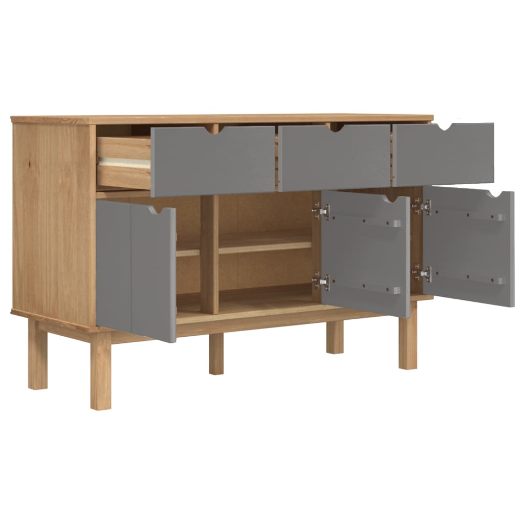 Buffet OTTA Marron et gris 114x43x73,5 cm Bois massif pin - XIOS