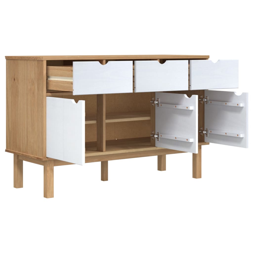 Buffet OTTA Marron et blanc 114x43x73,5 cm Bois massif pin - XIOS