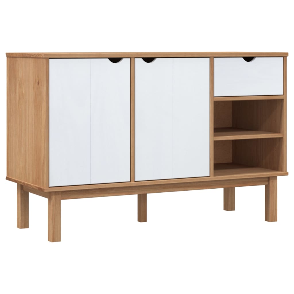 Buffet OTTA Marron et blanc 114x43x73,5 cm Bois massif pin - XIOS
