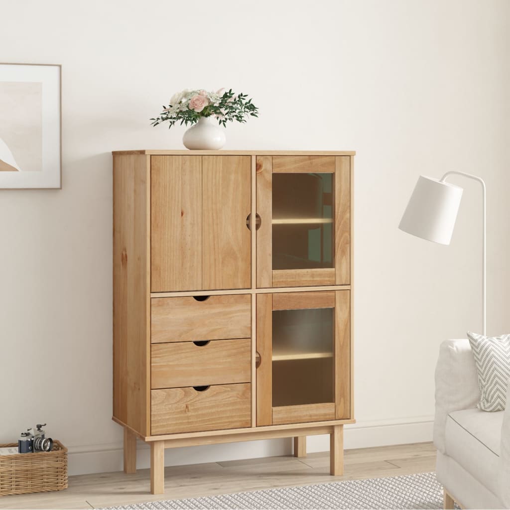 Buffet haut OTTA 85x43x125 cm bois massif de pin - XIOS