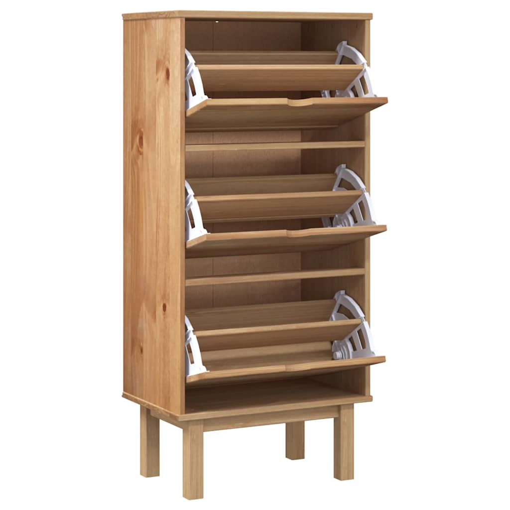Armoire à chaussures OTTA avec 3 tiroirs Marron Bois massif pin - XIOS