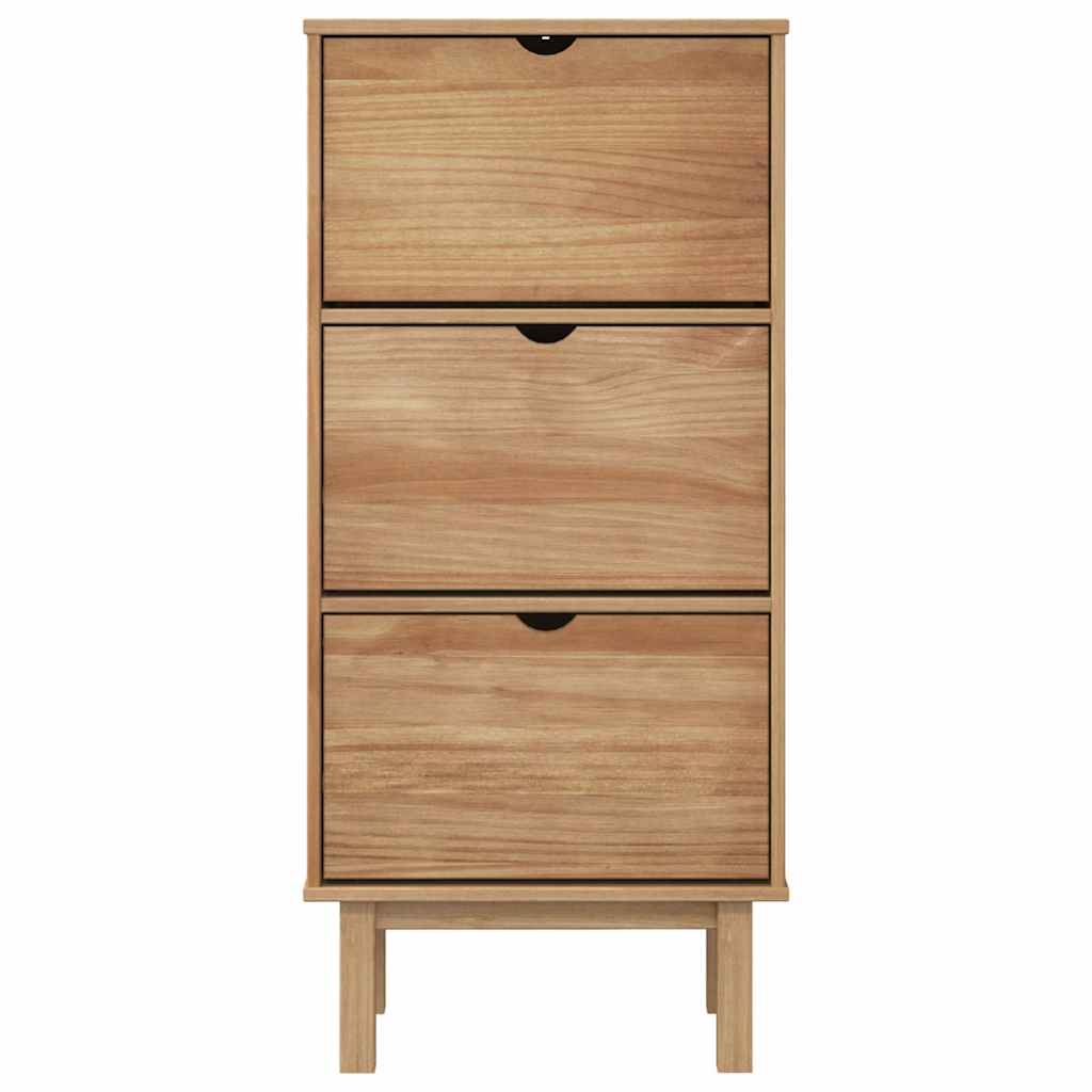 Armoire à chaussures OTTA avec 3 tiroirs Marron Bois massif pin - XIOS