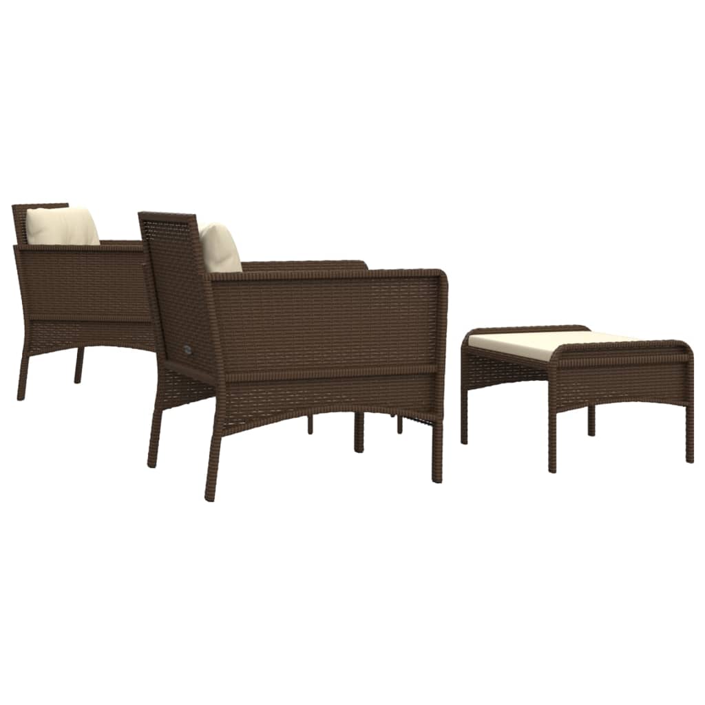 Salon de jardin 5 pcs avec coussins Marron Résine tressée