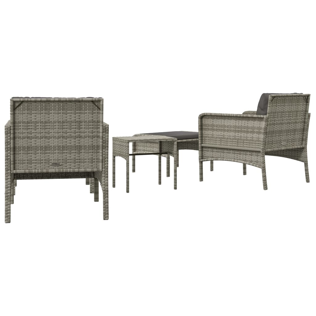 Salon de jardin 5 pcs avec coussins Gris Résine tressée