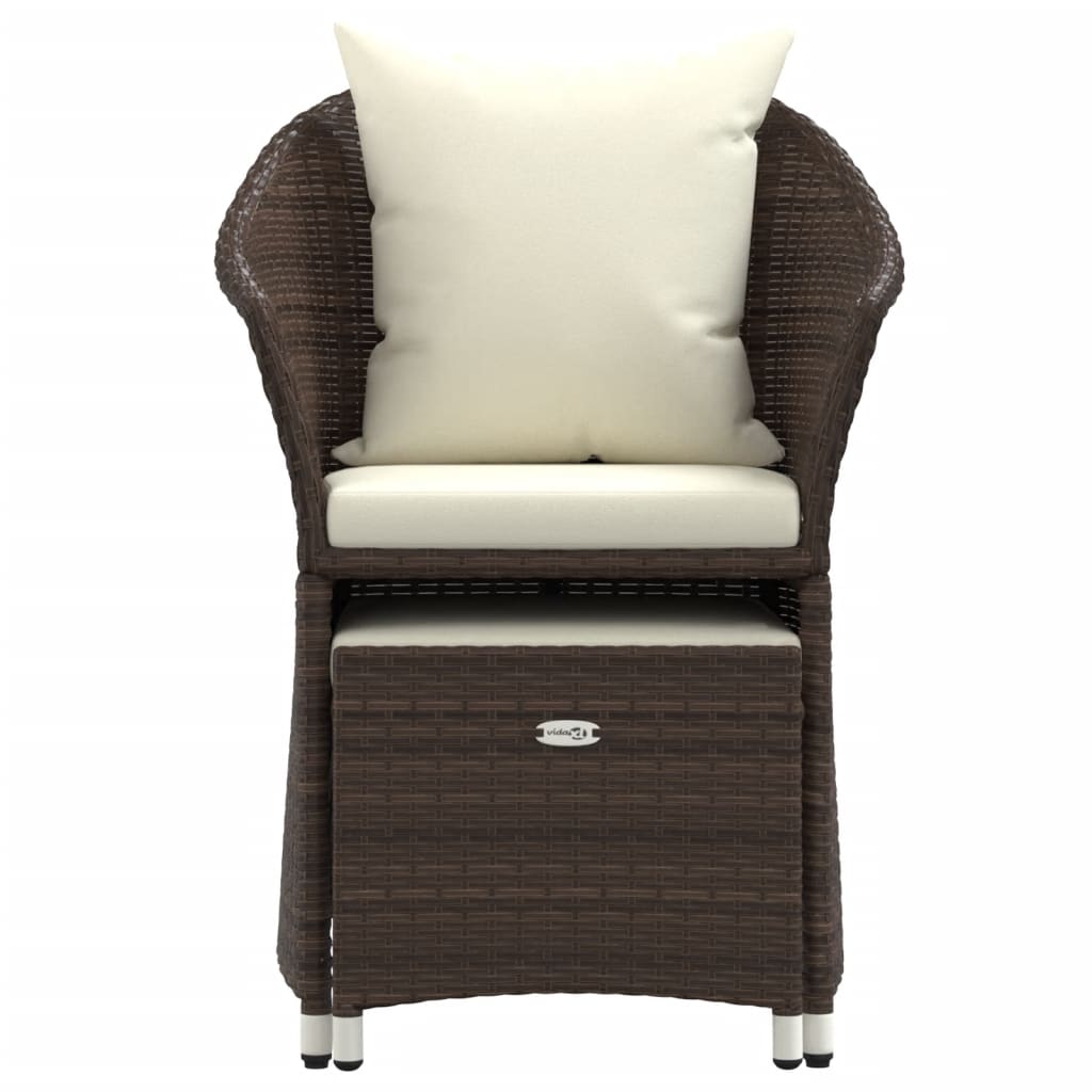Salon de jardin 2 pcs avec coussins Marron Résine tressée