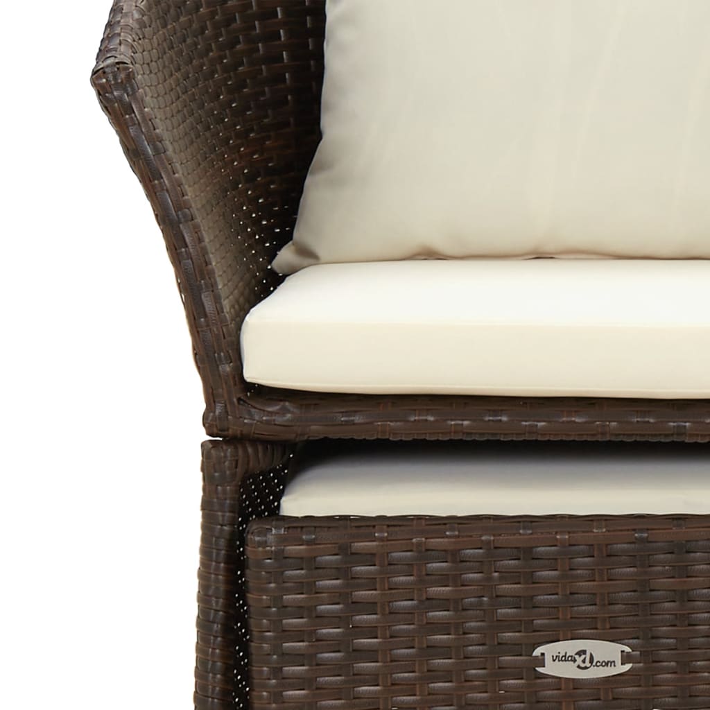 Salon de jardin 2 pcs avec coussins Marron Résine tressée