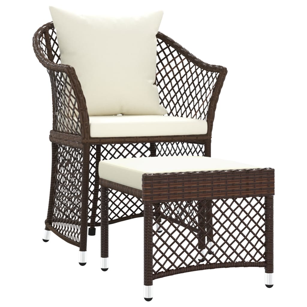 Salon de jardin 2 pcs avec coussins Marron Résine tressée