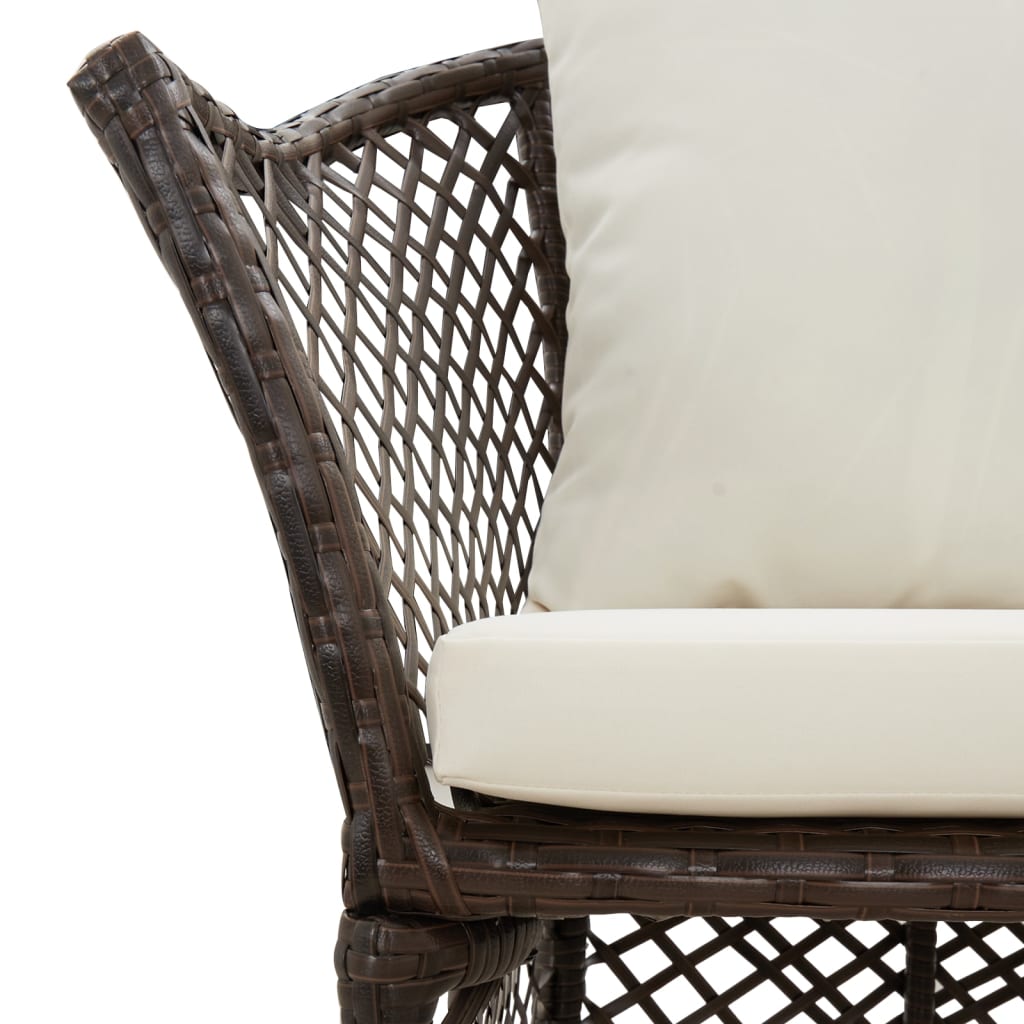 Salon de jardin 2 pcs avec coussins Marron Résine tressée