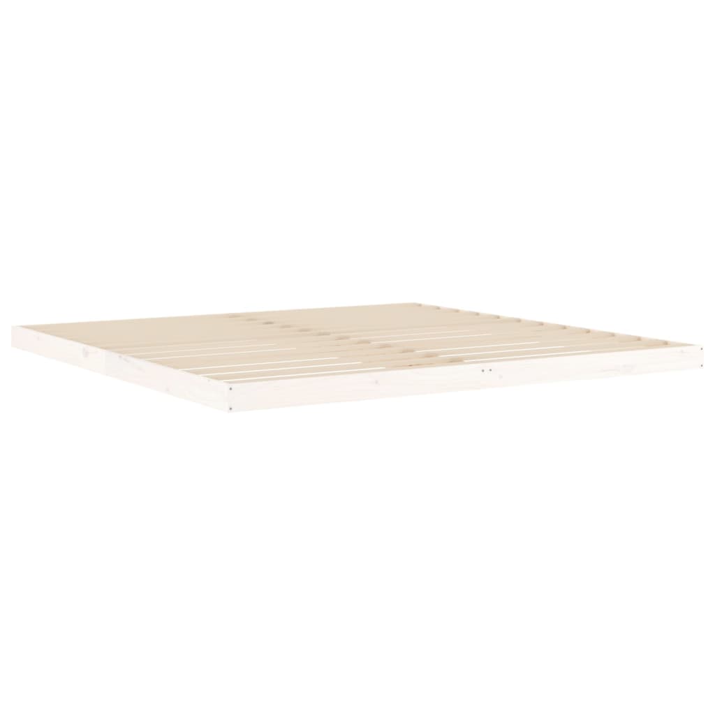 Cadre de lit sans matelas blanc 200x200 cm bois massif de pin - XIOS