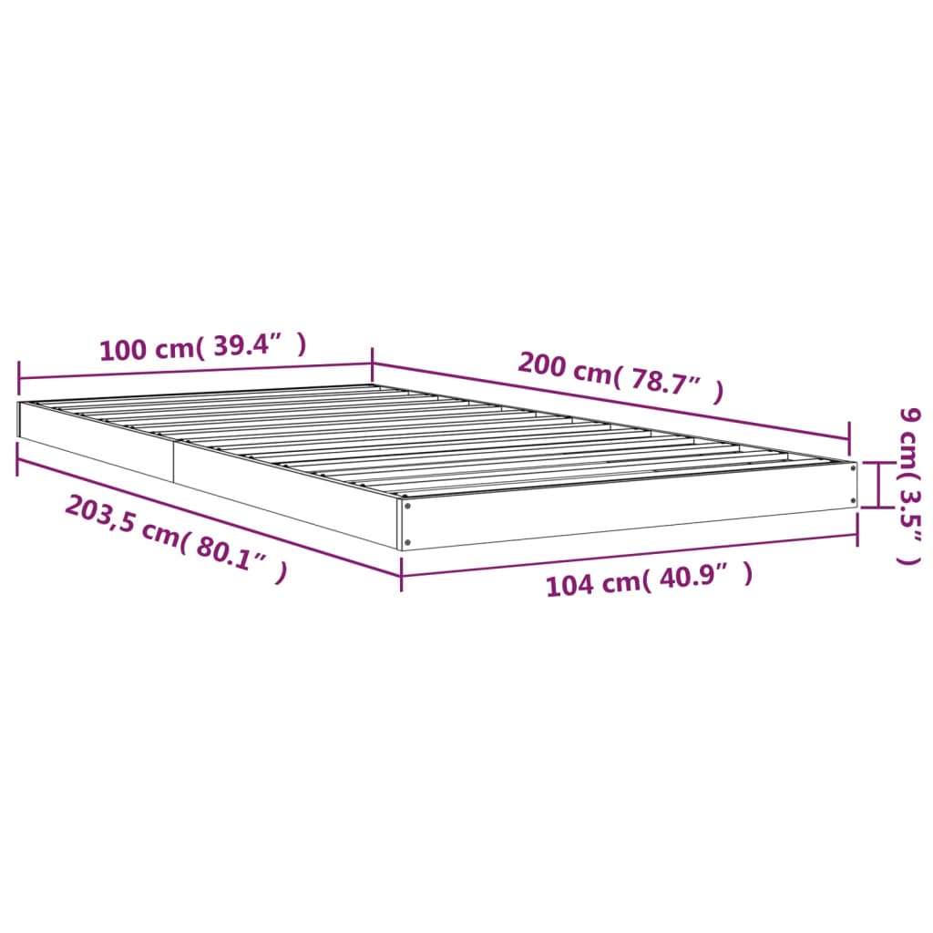 Cadre de lit sans matelas blanc 100x200 cm bois de pin massif - XIOS