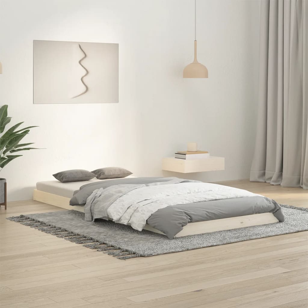 Cadre de lit sans matelas blanc 90x200 cm bois de pin massif - XIOS