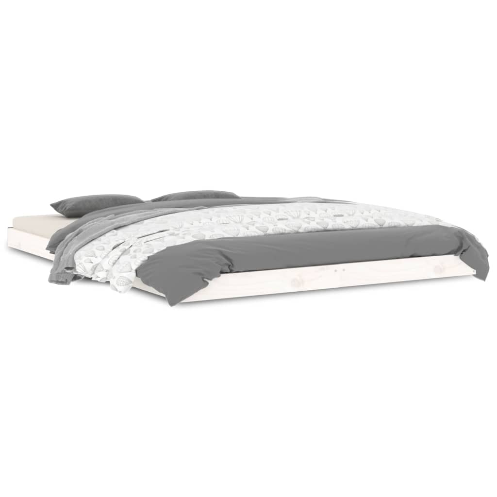 Cadre de lit sans matelas blanc 135x190 cm bois de pin massif - XIOS